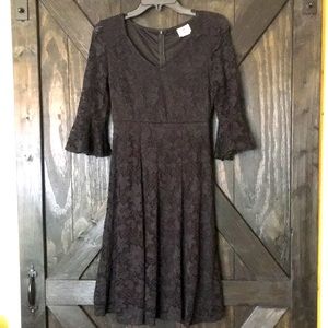 Black floral lace dress
